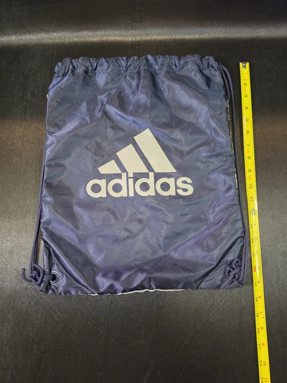 adidas Reversible Drawstring Backpack Gray Navy Sackpack Gym Sports Bag